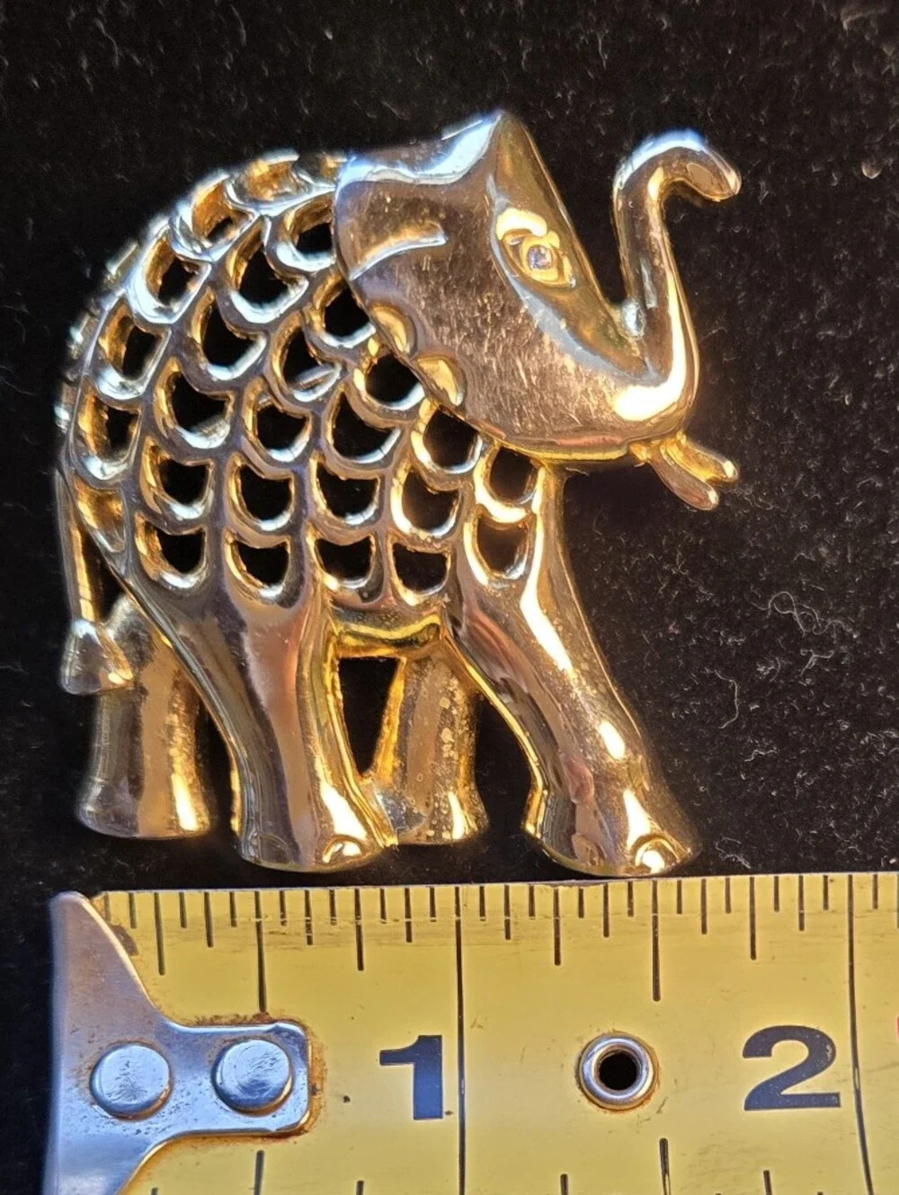 Gold Tone Elephant Brooch